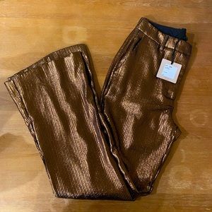 (Nude) Italy metallic trousers- NWT! Size 8